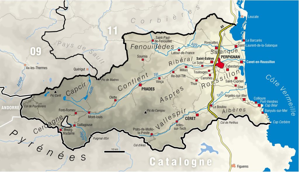 carte des pyrénées orientale et de ses reliefs